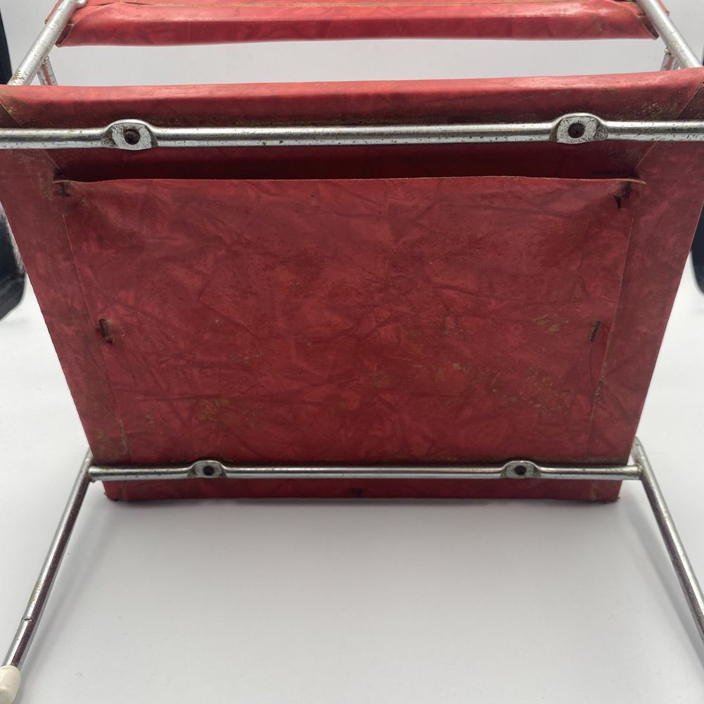 Vintage 1950s Retro Red Vinyl Child's Booster or Doll Chair Metal Frame - Picture 5 of 8